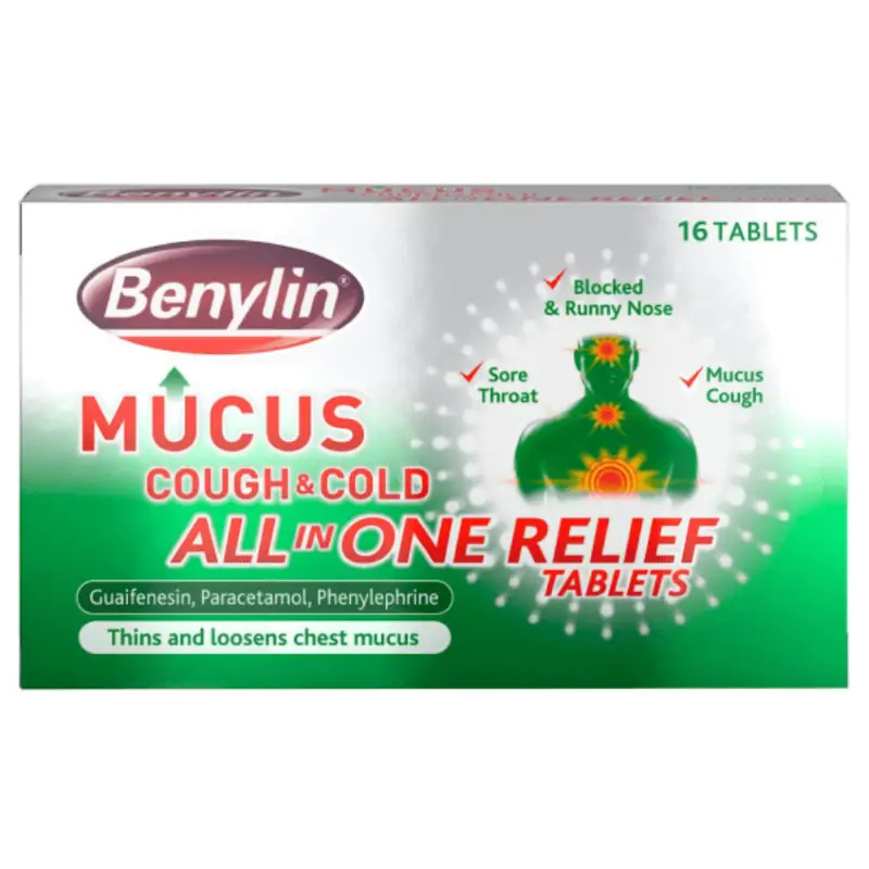 Benylin Mucus Cough & Cold All In One 16 Tablets
