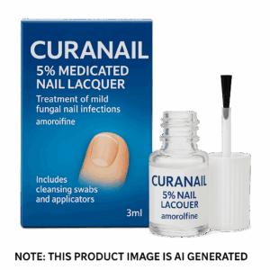 Box of Curanail 5% Nail Lacquer for fungal nail infections