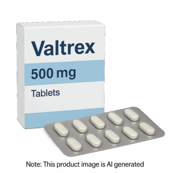 Box of Valtrex 500mg Tablets used for herpes and shingles