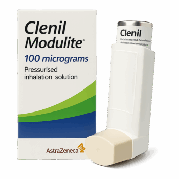 Box of Clenil Modulite Inhaler used for asthma control