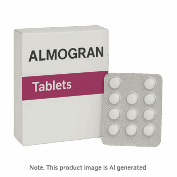 Box of Almogran Tablets for migraine treatment