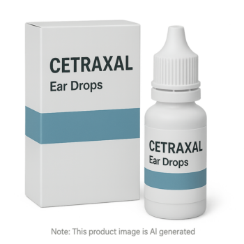 Box of Cetraxal Ear Drops used to treat bacterial ear infections